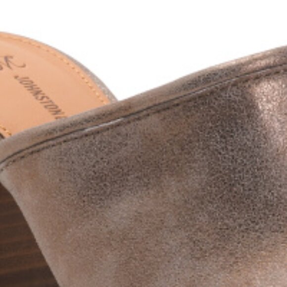 NEW JOHNSTON AND MURPHY Leather Charlotte Heeled Mules Gold Metallic 269tn - Picture 3 of 7